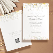 Invitation Fleur sauvage Jaune simple moderne Mariage QR RSVP