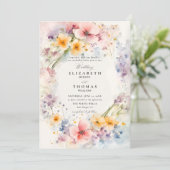 Invitation Fleur sauvage Joyeux Jardin Moderne Mariage élégan (Debout devant)