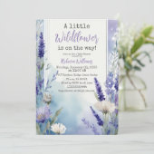 Invitation Fleur sauvage Lavender Blue Floral Baby shower (Debout devant)