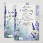 Invitation Fleur sauvage Lavender Blue Floral Baby shower (Devant / Derrière)