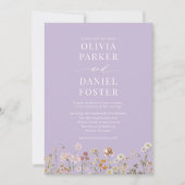 Invitation Fleur sauvage Lavender Purple QR Code Mariage phot (Devant)