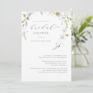Invitation Fleur sauvage Lavender simple Fête des mariées flo