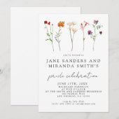 Invitation Fleur sauvage Lesbian Floral Gay pride Célébration (Devant / Derrière)