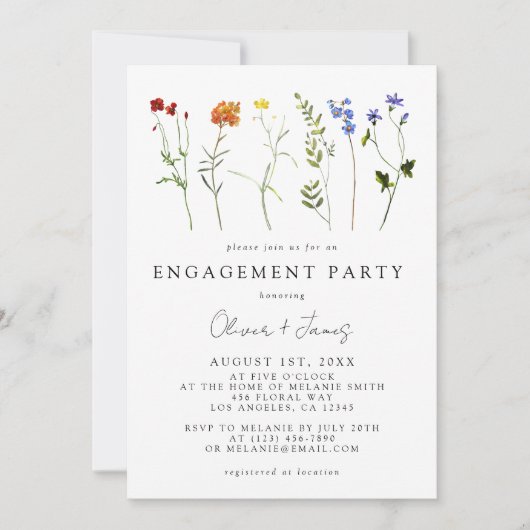Invitation Fleur sauvage LGBT Gay pride Floral Engagement Par (Devant)