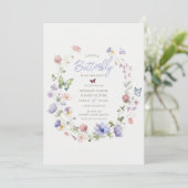 Invitation Fleur sauvage Lilac Baby shower papillon Invitatio (Debout devant)
