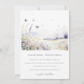 Invitation Fleur sauvage Lilac Papillon Mariage paysage (Devant)