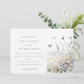 Invitation Fleur sauvage Lilac   Papillon Mariage paysage (Debout devant)