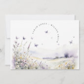 Invitation Fleur sauvage Lilac   Papillon Mariage paysage (Dos)