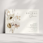 Invitation Fleur sauvage lunatique | Fête des mariées ivoire<br><div class="desc">Ce Fleur sauvage fantasque | L'invitation à la douche nuptiale ivoire est parfaite pour votre mariage boho simple et élégant. Les fleurs sauvages minimalistes d'aquarelle vous feront vivre votre vision ! Le design de jolies fleurs blanches et dorées, avec des touches de violet et de jaune, complètera votre rêve de...</div>