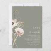 Invitation Fleur sauvage lunatique | Mariage vert Sage (Devant)