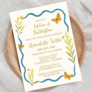 Invitation Fleur sauvage lunatique papillon chic Fête des mar