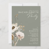 Invitation Fleur sauvage lunatique | Sage Bachelorette Party (Devant)