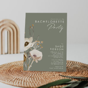 Invitation Fleur sauvage lunatique   Sage Bachelorette Party