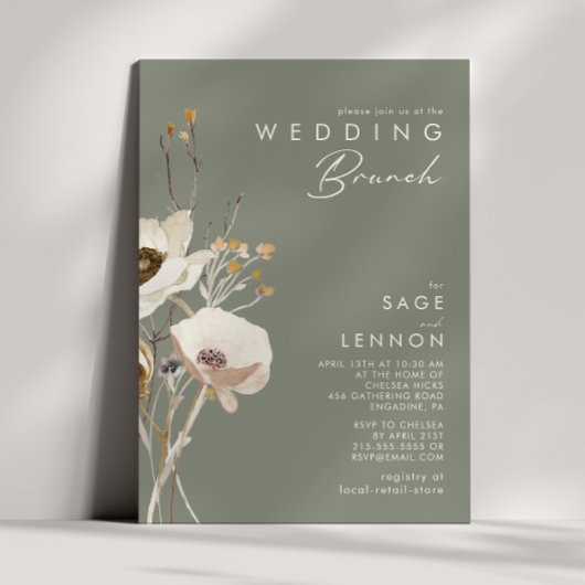 Invitation Fleur sauvage lunatique | Sage Green Mariage Brunc
