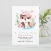 Invitation Fleur sauvage Magic Otter Pink Girl Baby shower (Debout devant)