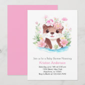 Invitation Fleur sauvage Magic Otter Pink Girl Baby shower (Devant / Derrière)