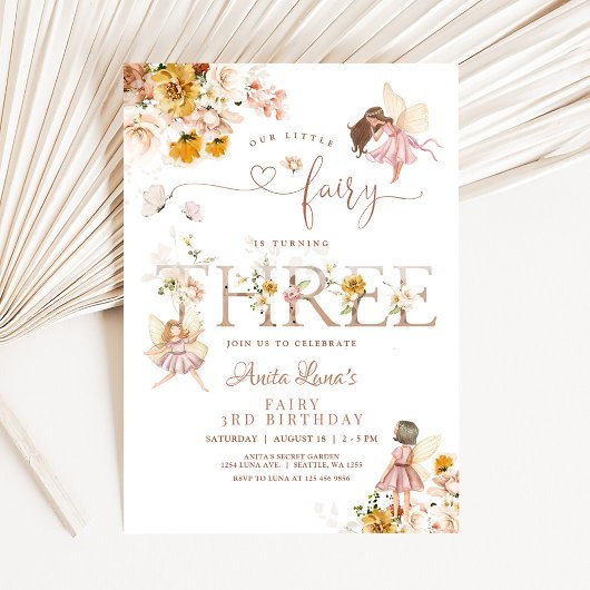 Invitation Fleur sauvage magique Fairy Butterfly 3e anniversa