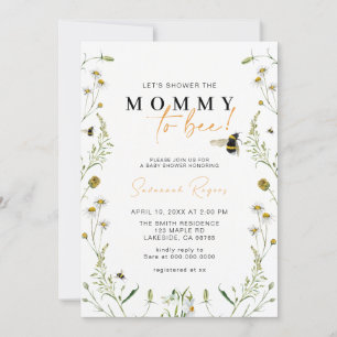 Invitation Fleur sauvage Maman D'Être Un Baby shower Neutre P