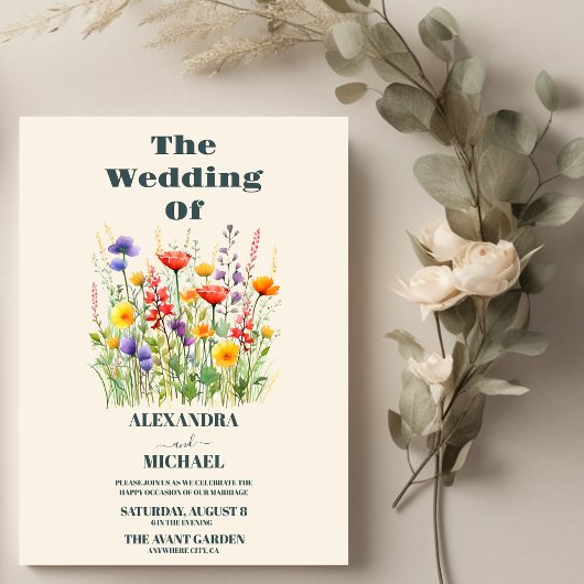 Invitation Fleur sauvage Mariage Boho Pays Floral