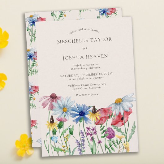 Invitation Fleur sauvage Mariage Boho Pays Floral