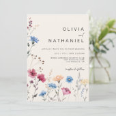 Invitation Fleur sauvage Mariage Cream Floral Photo Invitatio (Debout devant)