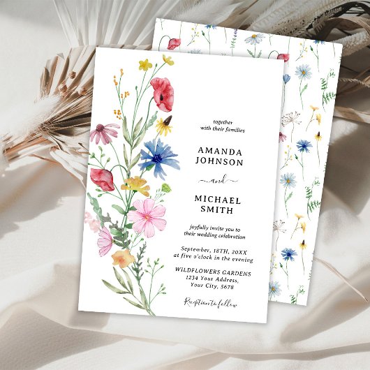 Invitation Fleur sauvage Mariage Floral Rustique