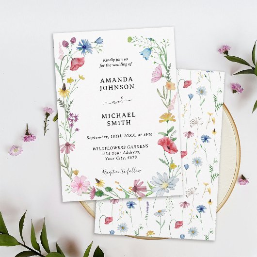 Invitation Fleur sauvage Mariage Floral Rustique