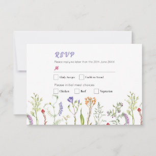 Invitation Fleur sauvage Mariage RSVP Floral Ditsy