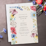 Invitation Fleur sauvage Mariage Rustic Country Floral<br><div class="desc">faire-part de mariage fleur sauvage aux fleurs sauvages aquarelles. Ce design botanique rustique de campagne a une jolie frontière de fleurs sauvages, y compris la marguerite cornflower conflower buttercup et le trèfle. Un élégant fleuri moderne avec un thème de jardin bohème et girly. Veuillez naviguer dans ma boutique dans la...</div>