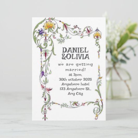 Invitation Fleur sauvage Mariage Rustique Pays Fleurs sauvage (Debout devant)