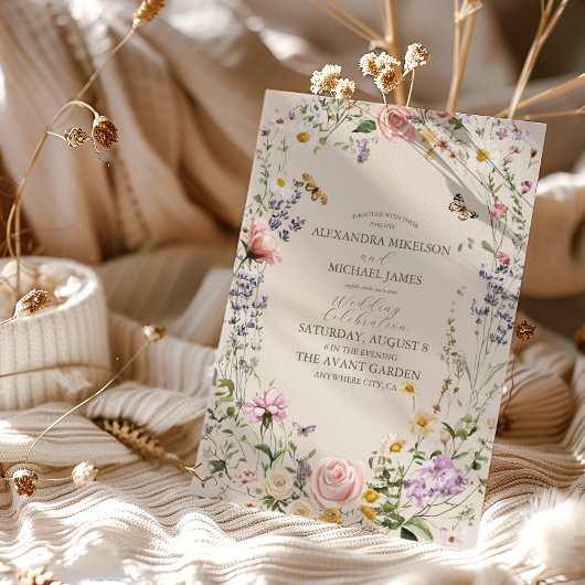 Invitation Fleur sauvage Mariage Rustique PaysMariage