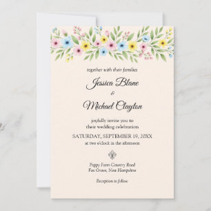 Invitation Fleur sauvage Mariage Simple Floral Photo Invitati