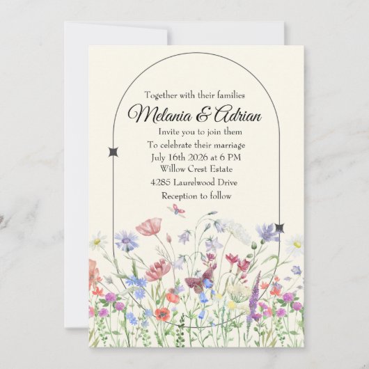 Invitation Fleur sauvage Mariage violet de luxe violet (Devant)