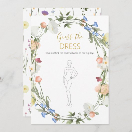 Invitation Fleur sauvage mariée Guess of the Dress Game (Devant / Derrière)