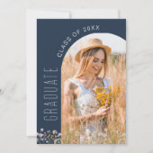 Invitation Fleur sauvage Marine Blue Graduation Party Photo (Devant)