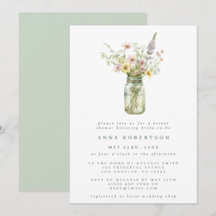 Invitation Fleur sauvage Mason Jar Fête des mariées