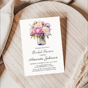 Invitation Fleur sauvage Mason Jar Fête des mariées rustique