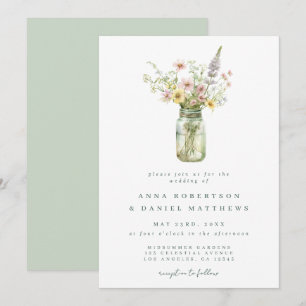 Invitation Fleur sauvage Mason Jar Mariage