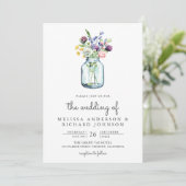 Invitation Fleur sauvage Mason Jar Photo Collage QR Code Mari (Debout devant)