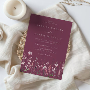 Invitation Fleur sauvage Mauve & Dusty Rose Mariage