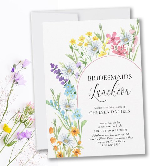 Invitation Fleur sauvage Meadow Arch Bridesmaiers Déjeuner