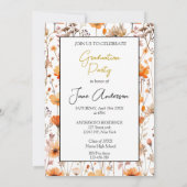 Invitation Fleur sauvage Meadow Boho Floral Orange Graduation (Dos)