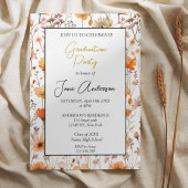 Invitation Fleur sauvage Meadow Boho Floral Orange Graduation