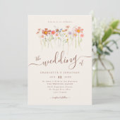 Invitation Fleur sauvage Meadow Boho Script Beige Terracotta (Debout devant)