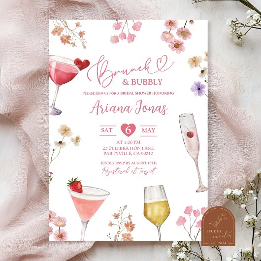 Invitation Fleur sauvage Meadow Brunch et Fête des mariées Bu