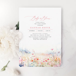 Invitation Fleur sauvage Meadow Élégant Baby shower d'été