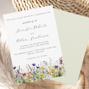 Invitation Fleur sauvage Meadow Élégant Mariage de script