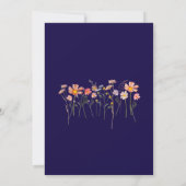 Invitation Fleur sauvage Meadow Élégant Script Marine Bleu & (Dos)