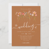 Invitation Fleur sauvage Meadow Floral Brown sucre Beige code (Devant)