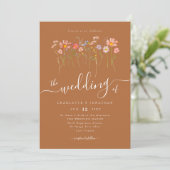 Invitation Fleur sauvage Meadow Floral Brown sucre Beige code (Debout devant)